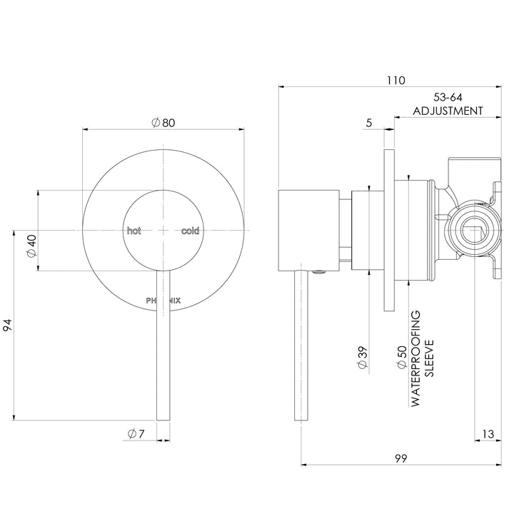 Vivid Slimline Oval SwitchMix Shower / Wall Mixer