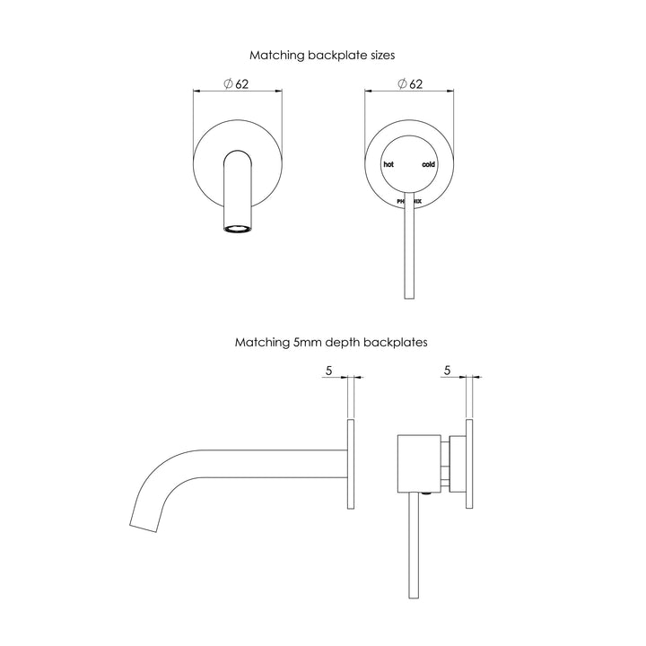 Vivid Slimline SwitchMix Wall Basin/Bath Mixer Set 60mm Backplates Fit-Off Kit