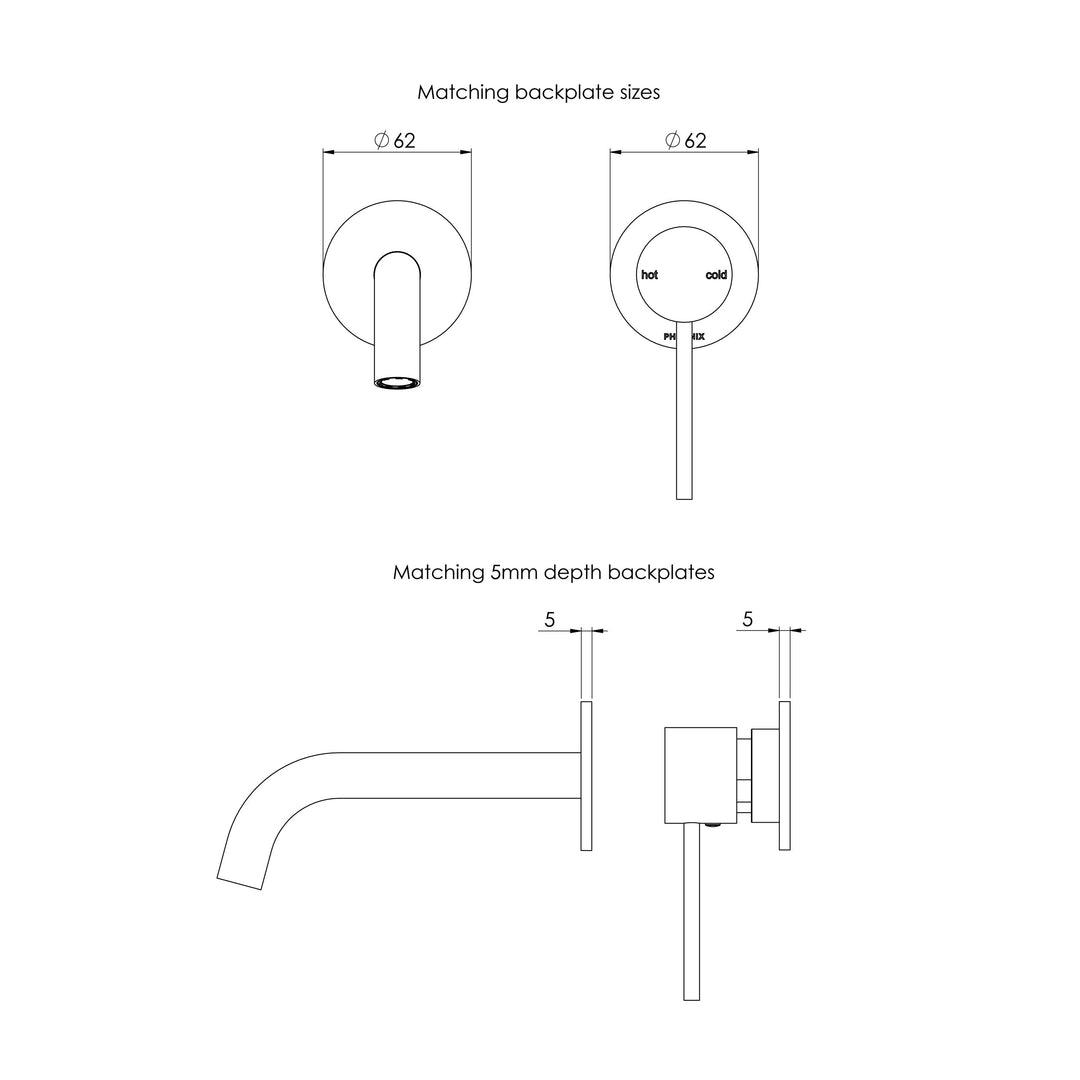 Vivid Slimline SwitchMix Wall Basin/Bath Mixer Set 60mm Backplates