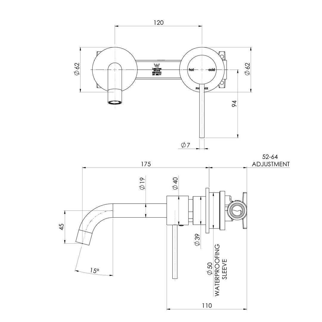 Vivid Slimline SwitchMix Wall Basin/Bath Mixer Set 60mm Backplates Fit-Off Kit