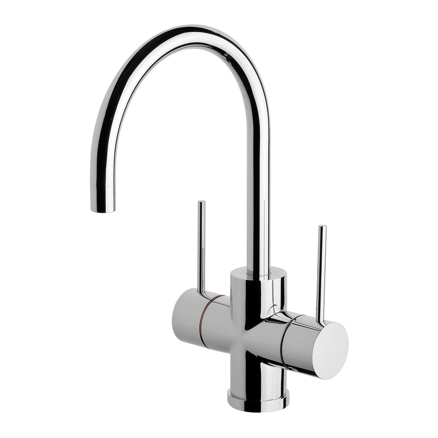1 Vivid Slimline Twin Handle Sink Mixer 160mm Gooseneck, Mixers – Pilbara Bathroom Warehouse