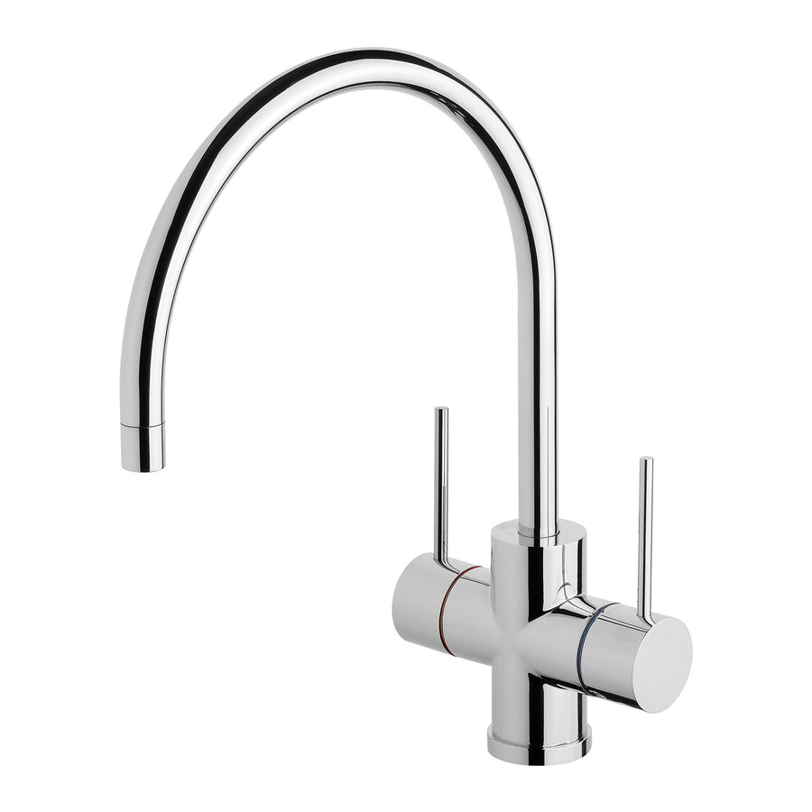 1 Vivid Slimline Twin Handle Sink Mixer 220mm Gooseneck, Mixers – Pilbara Bathroom Warehouse