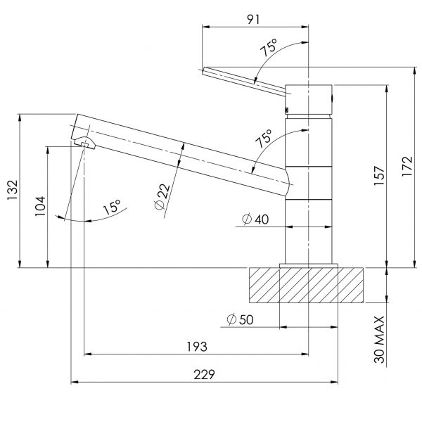 Vivid Slimline Sink Mixer 190mm
