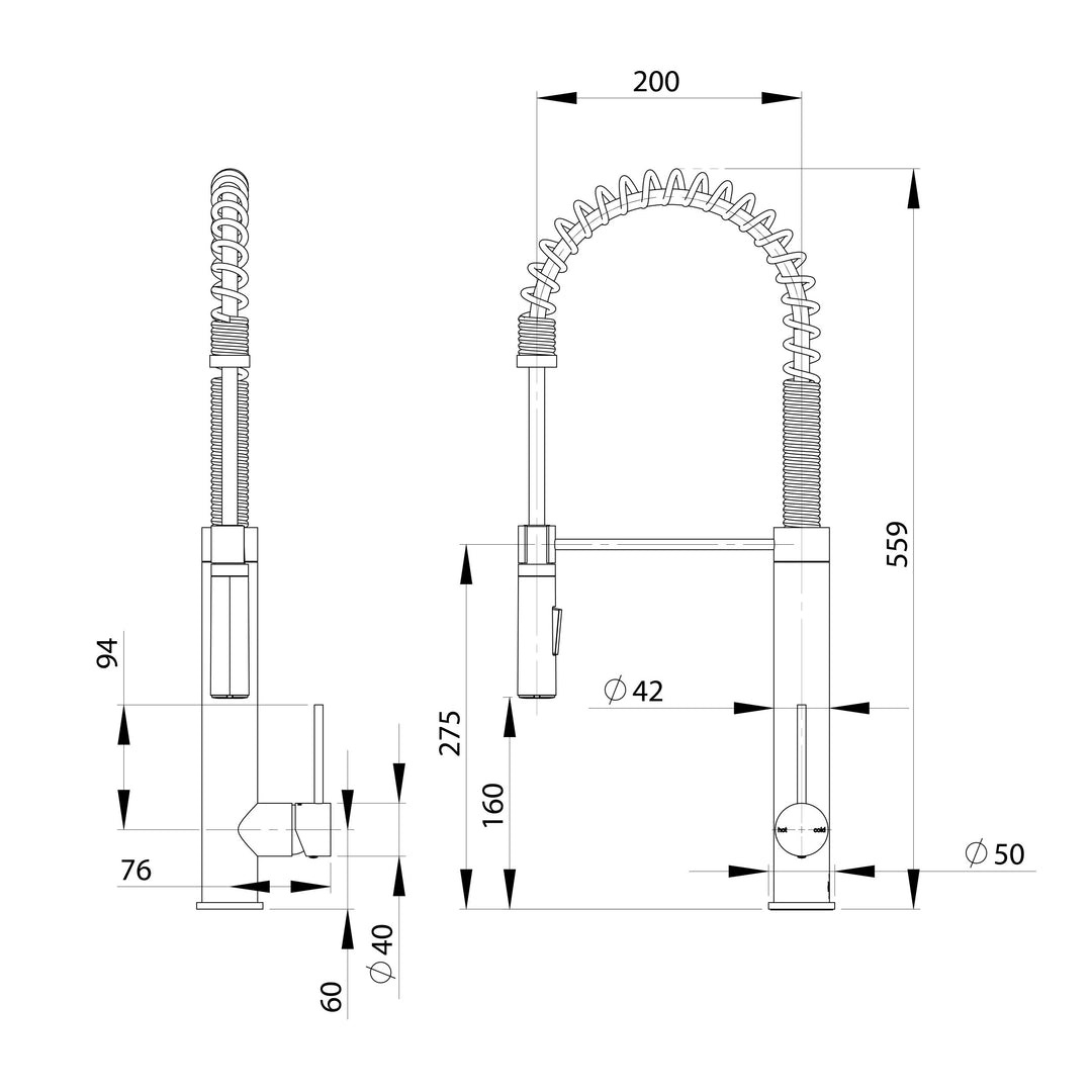 Vivid Slimline Tall Spring Sink Mixer 200mm