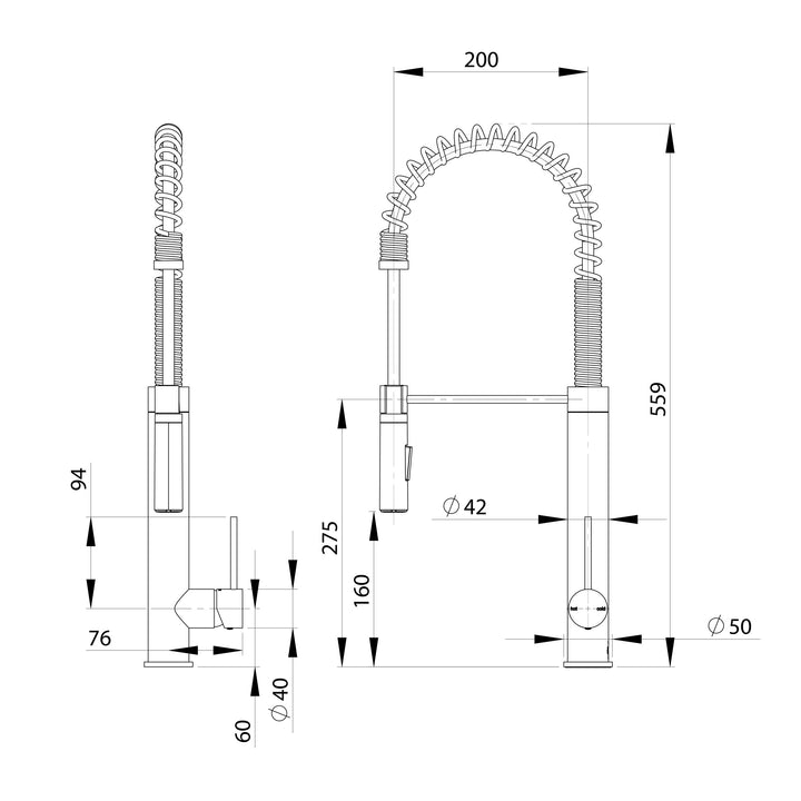 Vivid Slimline Tall Spring Sink Mixer 200mm