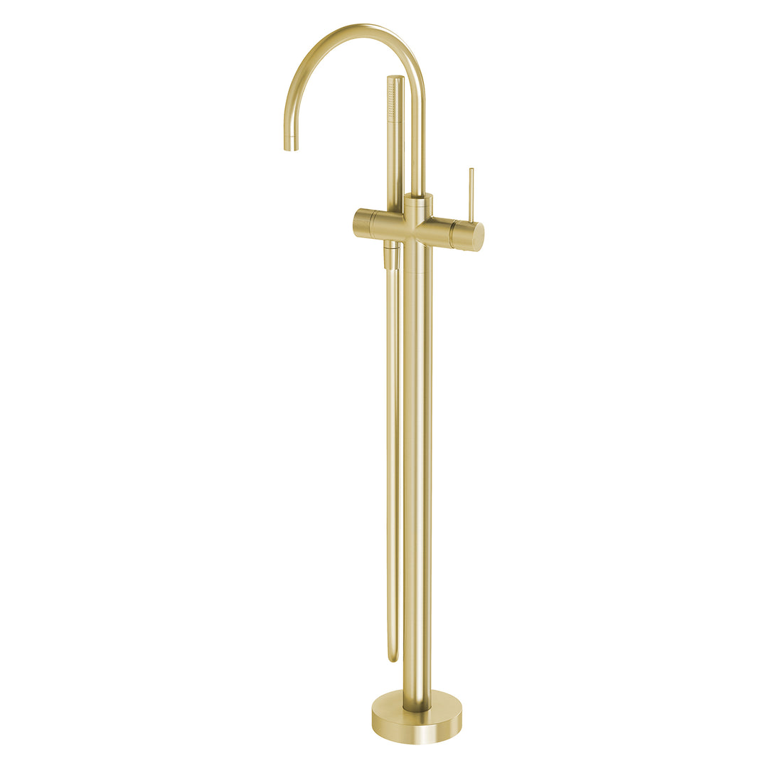 4 Vivid Slimline Floor Mounted Bath Mixer with Hand Shower, Mixers – Pilbara Bathroom Warehouse