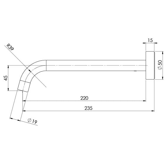Vivid Slimline Bath Outlet 230mm Curved