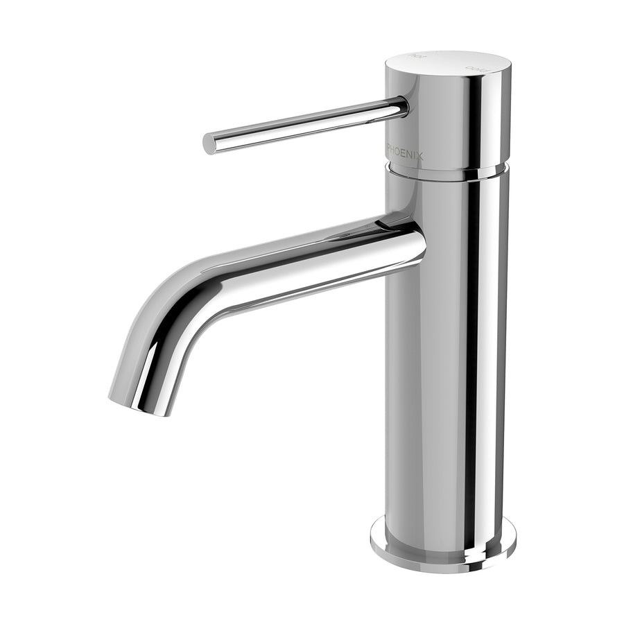 1 Vivid Slimline Basin Mixer Curved Outlet , Mixers – Pilbara Bathroom Warehouse