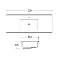 Vanity Top White Ceramic 120cm 1-Taphole