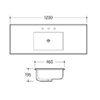 Vanity Top White Ceramic 120cm 3-Taphole