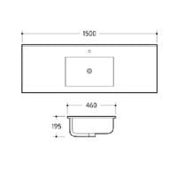 Vanity Top White Ceramic 150cm Single Bowl 1-Taphole