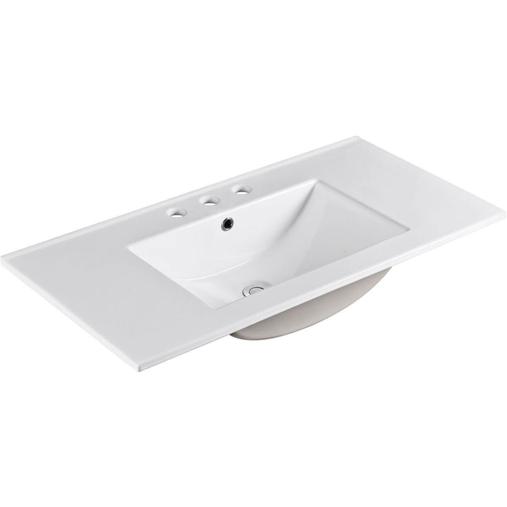 Vanity Top White Ceramic 90cm 3-Taphole