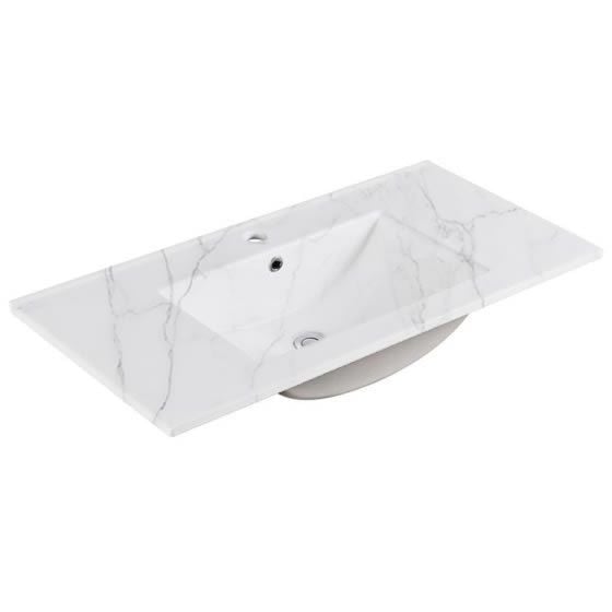 Ella Vanity Top Carrara Ceramic 90cm 1-Taphole