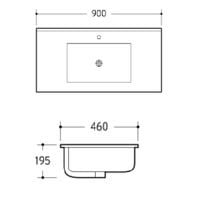 Vanity Top White Ceramic 90cm 1-Taphole