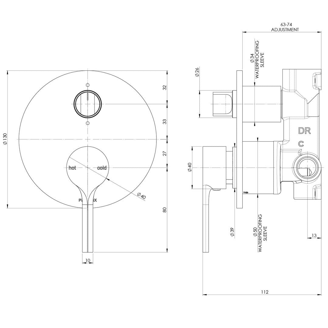 Vivid Slimline Oval SwitchMix Shower / Bath Diverter Mixer