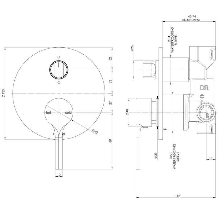 Vivid Slimline Oval SwitchMix Shower / Bath Diverter Mixer