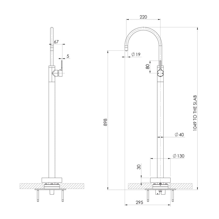 Vivid Slimline Oval Floor Mounted Bath Mixer