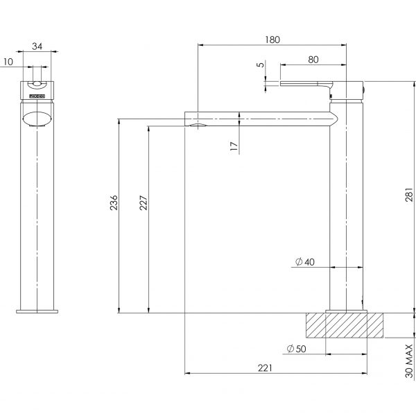 Vivid Slimline Oval Vessel Mixer