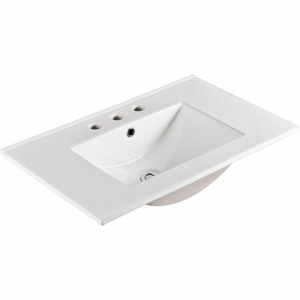Vanity Top White Ceramic 75cm 3-Taphole