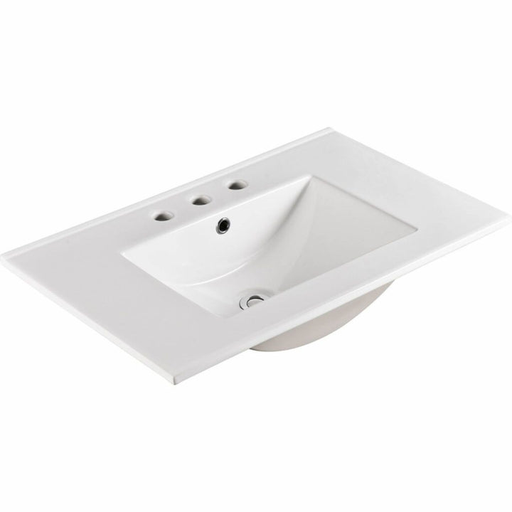 Vanity Top White Ceramic 75cm 3-Taphole