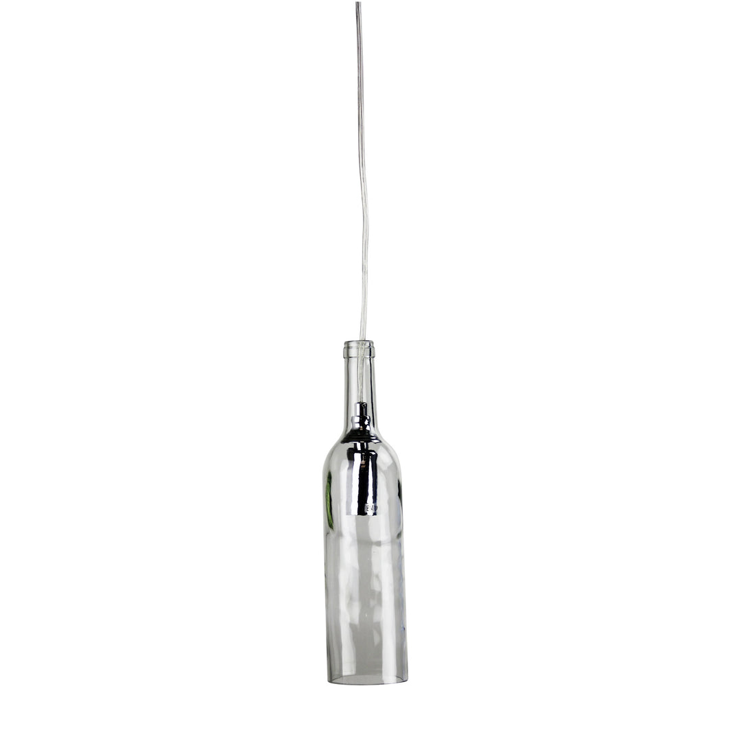 Vin Wine Bottle Pendant Light – Clear Glass with Chrome Metalware
