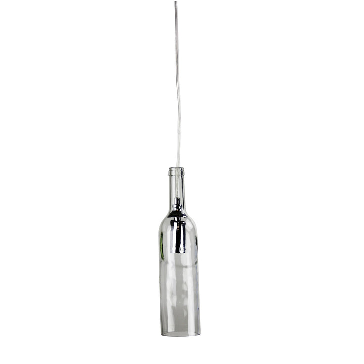 Vin Wine Bottle Pendant Light – Clear Glass with Chrome Metalware