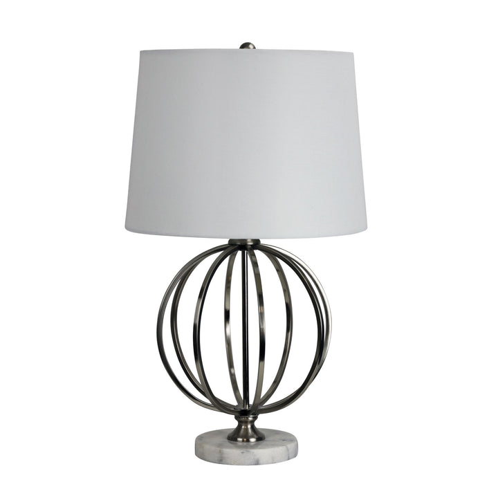 Vinchy Geometric Metal Table Lamp with White Harp Shade