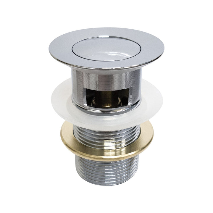 Flush Pop-Up Waste 32mm with Overflow Chrome – Sleek Chrome Push Waste – Pilbara Bathroom Warehouse Perth and regional Western Australia