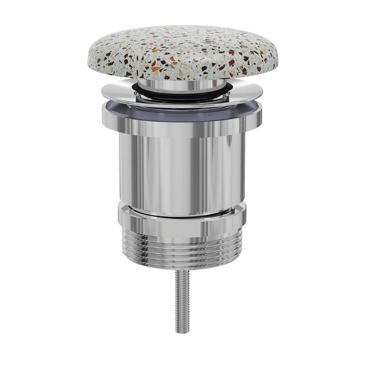 Universal Pop-Up Pull-Out Waste Terrazzo Concrete – Designer Terrazzo Basin Waste – Pilbara Bathroom Warehouse Perth and regional Western Australia
