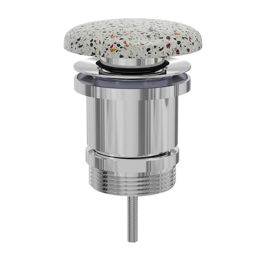 Universal Pop-Up Pull-Out Waste Terrazzo Concrete – Designer Terrazzo Basin Waste – Pilbara Bathroom Warehouse Perth and regional Western Australia