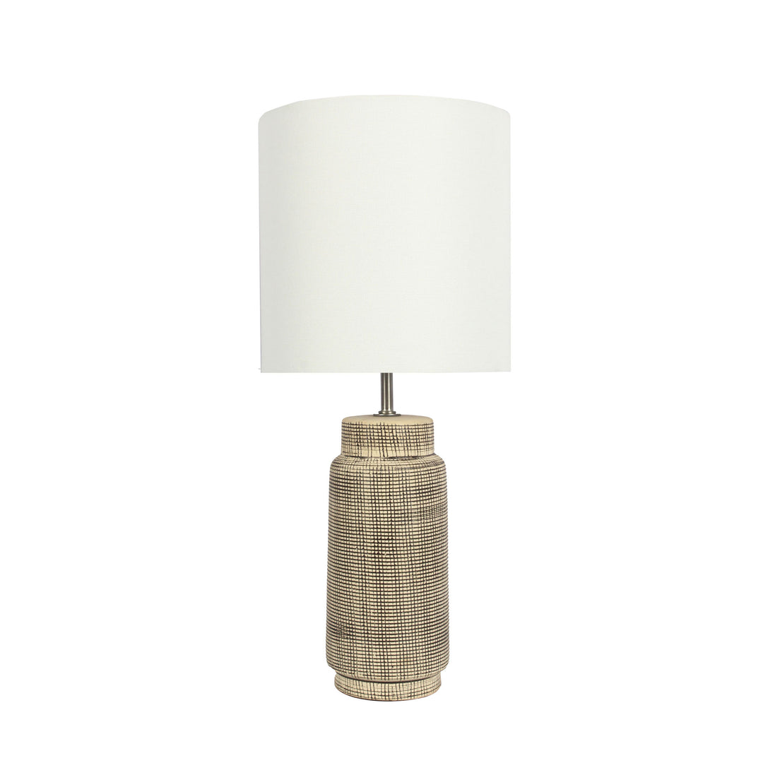 ZAMORA Complete Ceramic Table Lamp | Retro Beige & Chrome Design