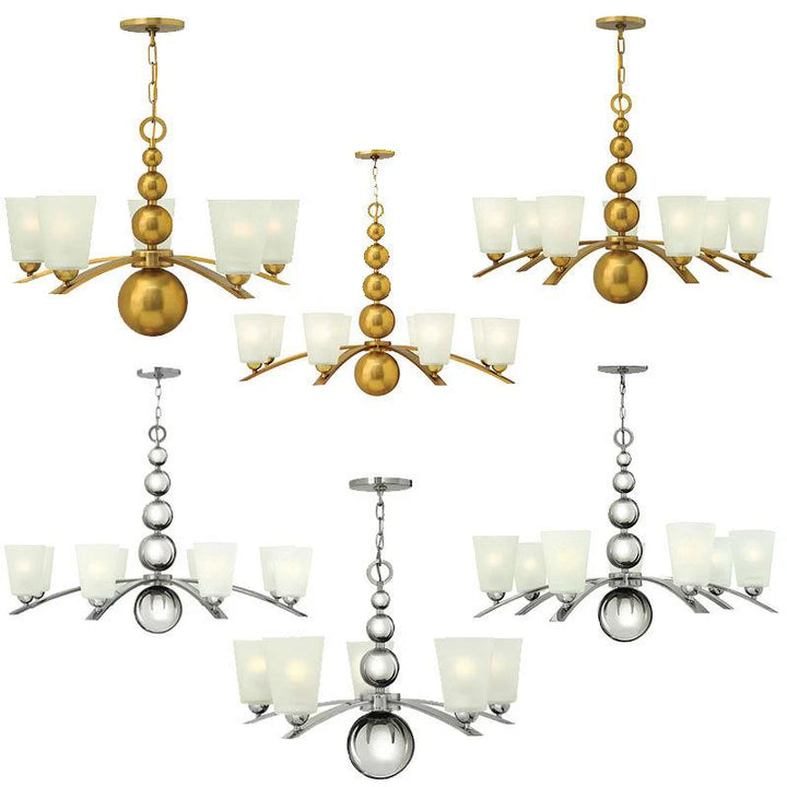 Zelda 5Lt/7Lt/8Lt Chandelier E27 in Polished Nickel and Vintage Brass Elstead Lighting - ELS.HK-ZELDAX-PN, ELS.HK-ZELDAX-VS