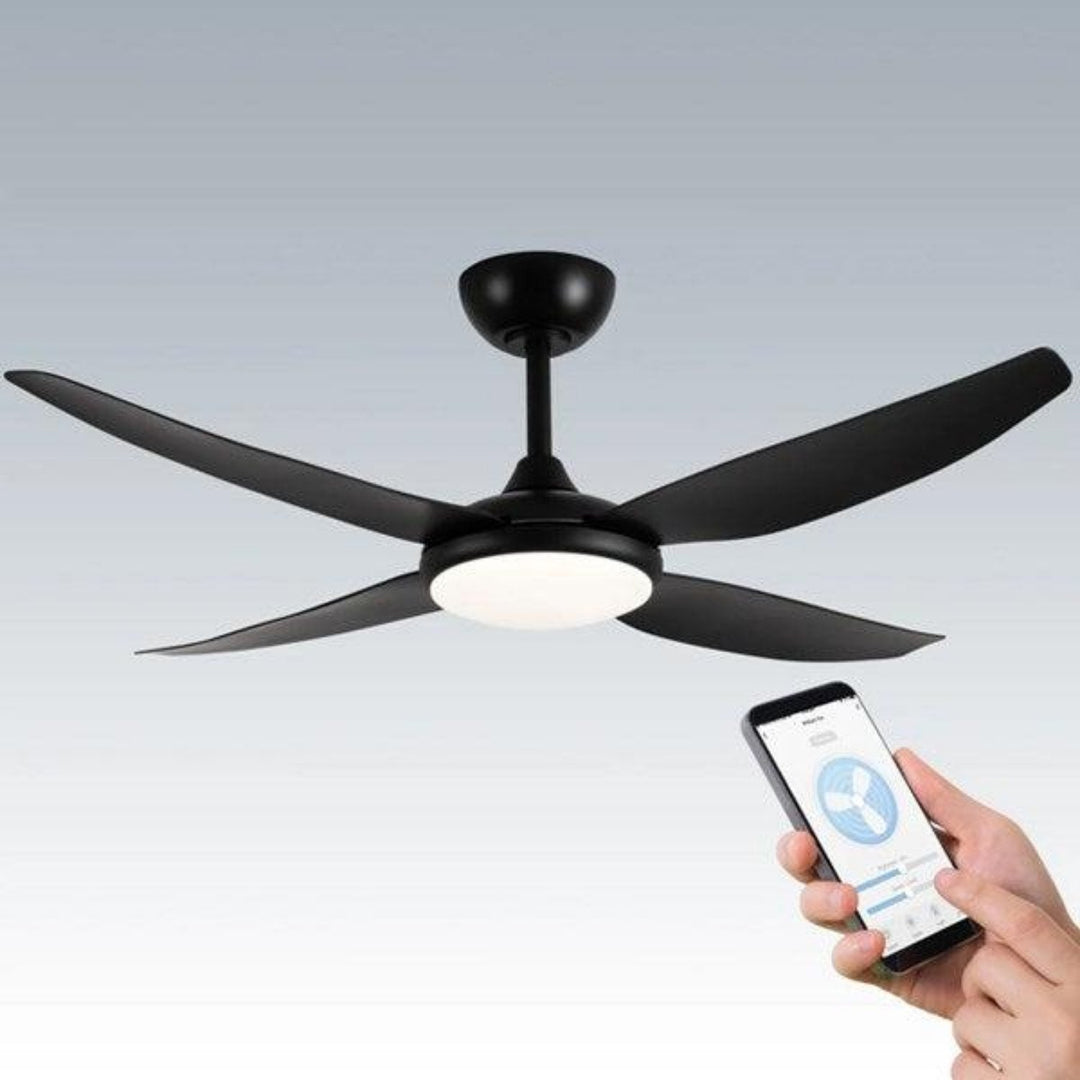 52" Amari Smart DC Ceiling Fan Black with Light 21865/06 Brilliant Lighting
