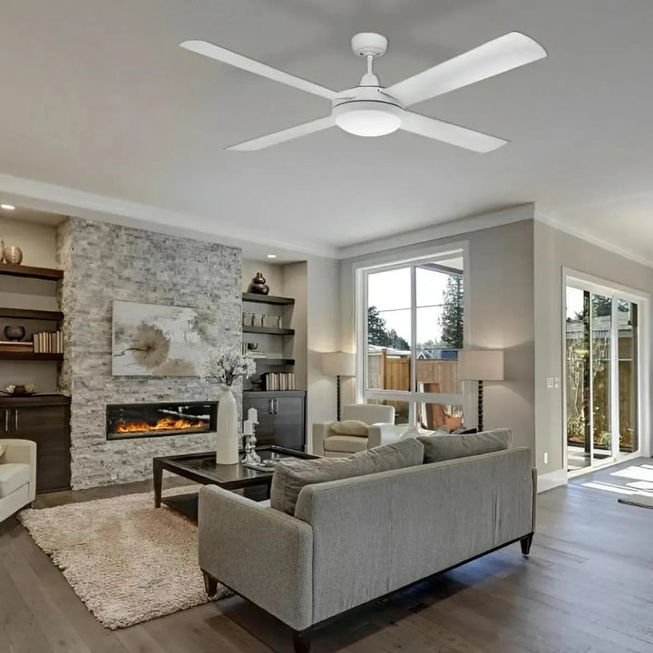 52" Lifestyle AC Ceiling Fan Matt Black, White, Brushed Aluminium with Light DLS1343 Martec Lighting