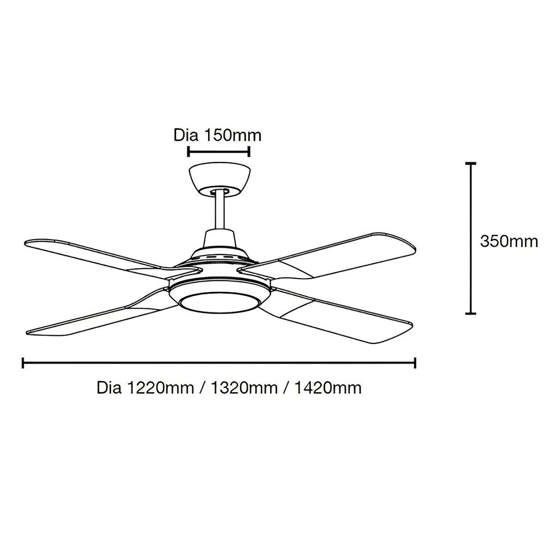 56" Discovery II AC Ceiling Fan Black, White with Light MDF1443 Martec Lighting