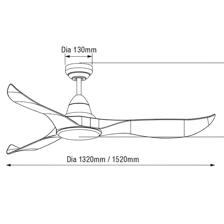 60" Wave DC Ceiling Fan with Light