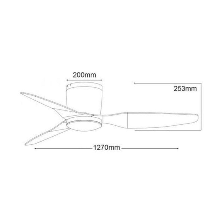 50" Flush Hugger AC Ceiling Fan Titanium, White, Black with Light MFF1333 Martec Lighting