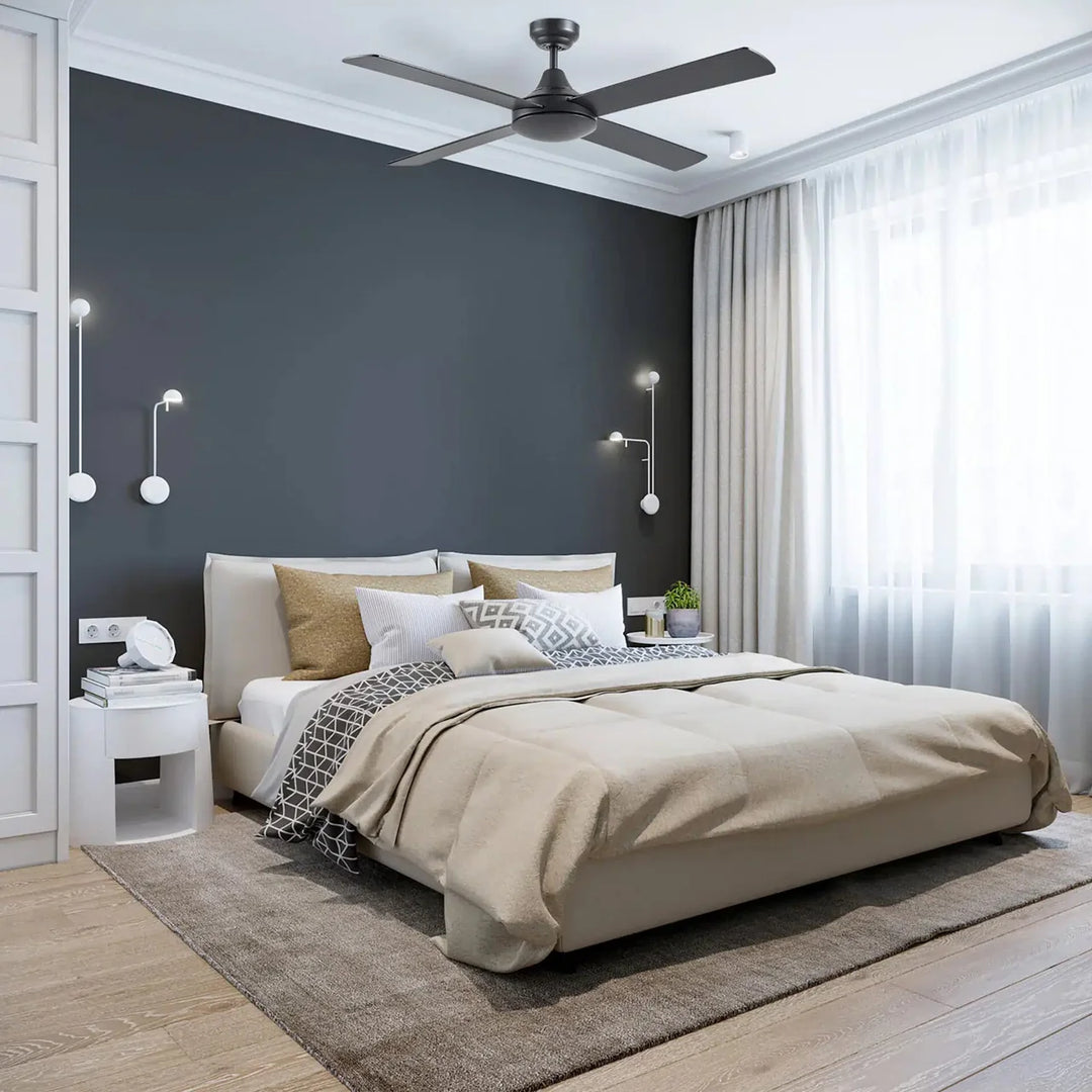 48" AC Ceiling Fan Matt Black,