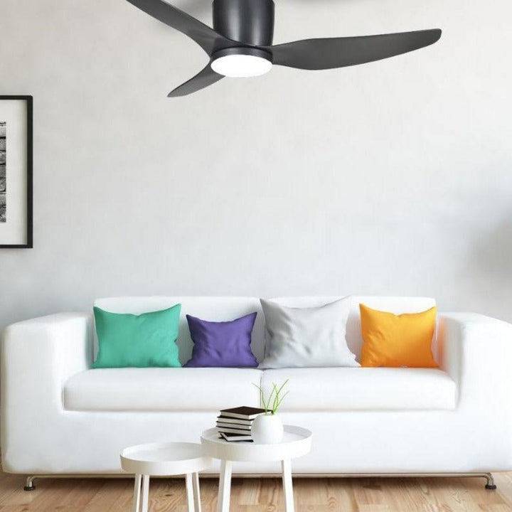 50" Flush Hugger AC Ceiling Fan Titanium, White, Black with Light MFF1333 Martec Lighting