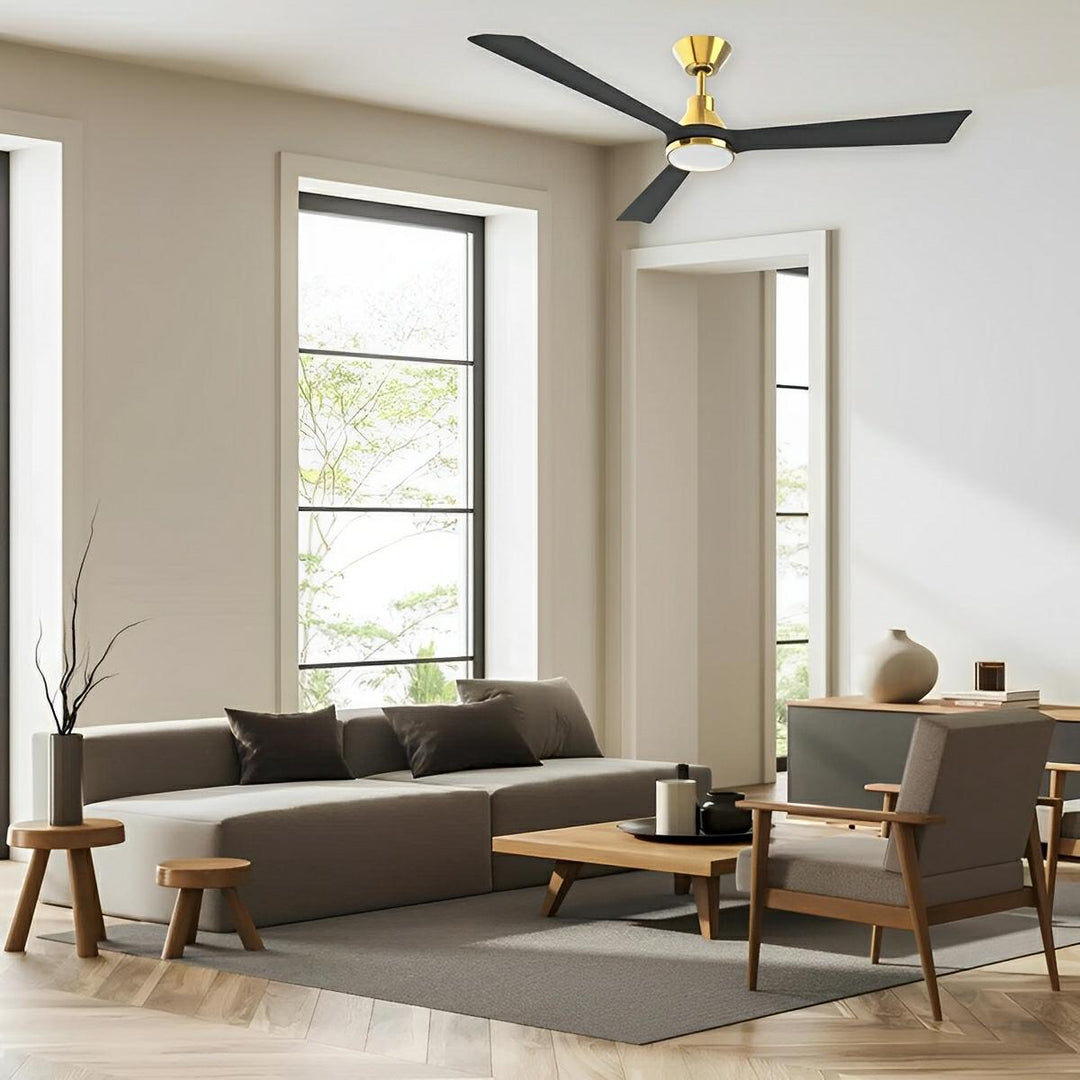 52" Riviera DC Ceiling Fan Matt Black, Matt White, Antique Bronze/Charcoal with Light MRDC1333WMartec Lighting