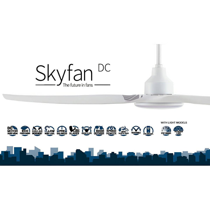 52" Skyfan DC Ceiling Fan Black, White, Teak, Light Oak with Light SKY1303-L Ventair