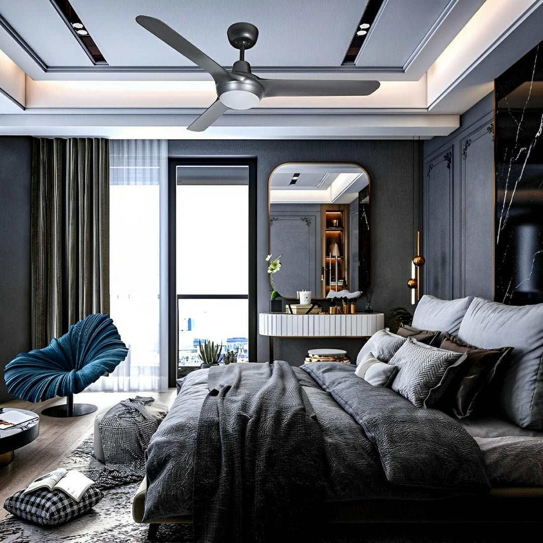 56" Spyda AC Ceiling Fan Black, White, Titanium with Light SPY1423-L Ventair