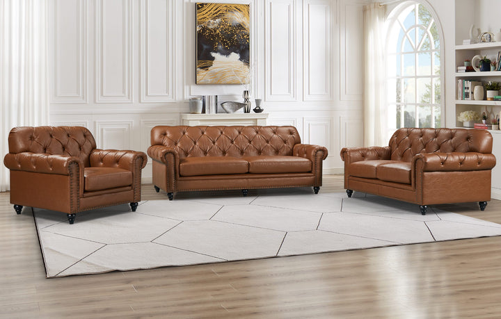 Barclay Chesterfield Arm Chair Tan