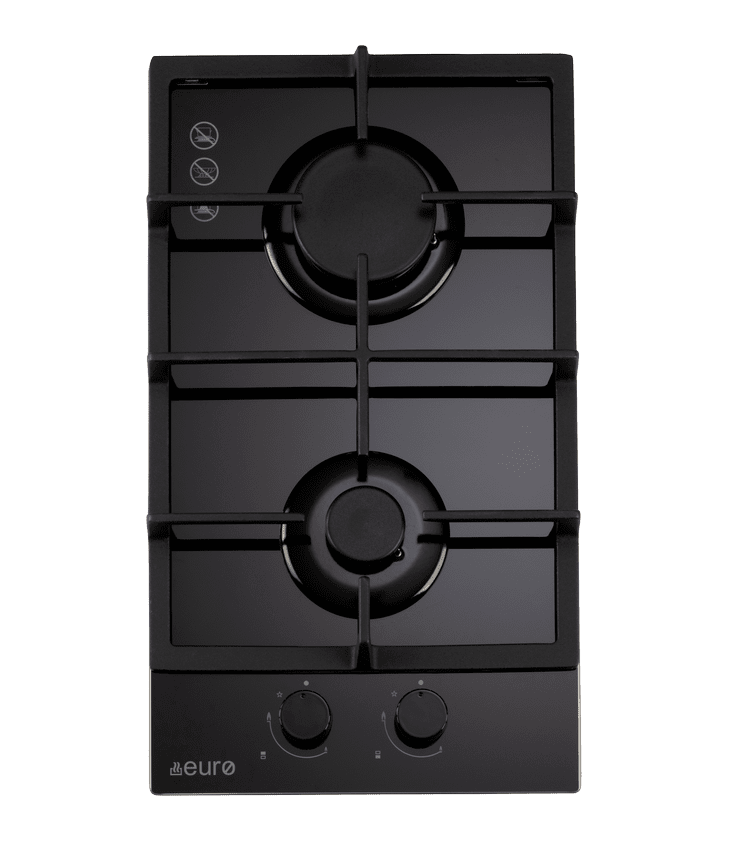 30cm Black Glass on Gas Cooktop