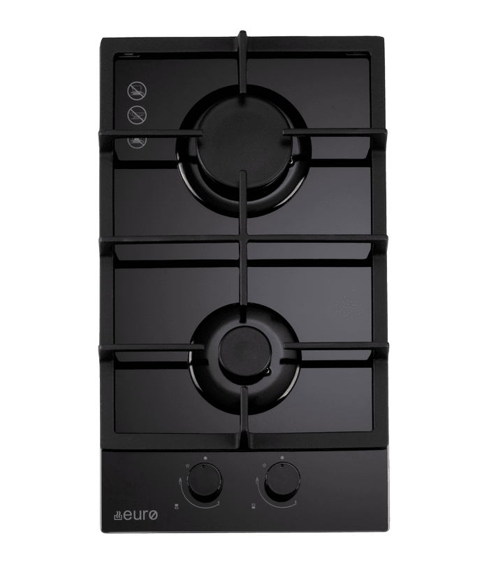 30cm Black Glass on Gas Cooktop