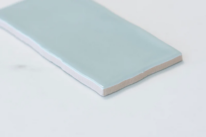 Evolution Aqua Gloss – Glossy Light Blue Ceramic Wall Tiles with Smooth Rippled Texture