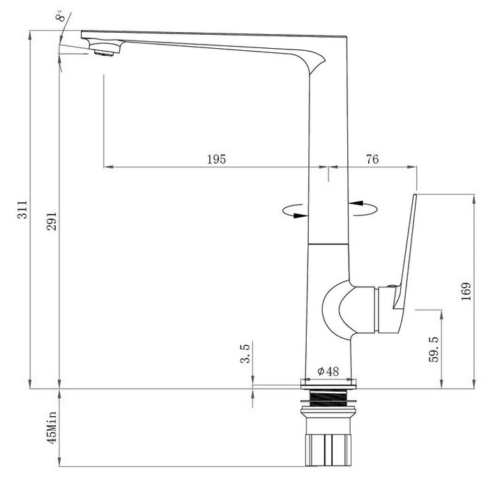 Zevio Kitchen Sink Mixer Chrome