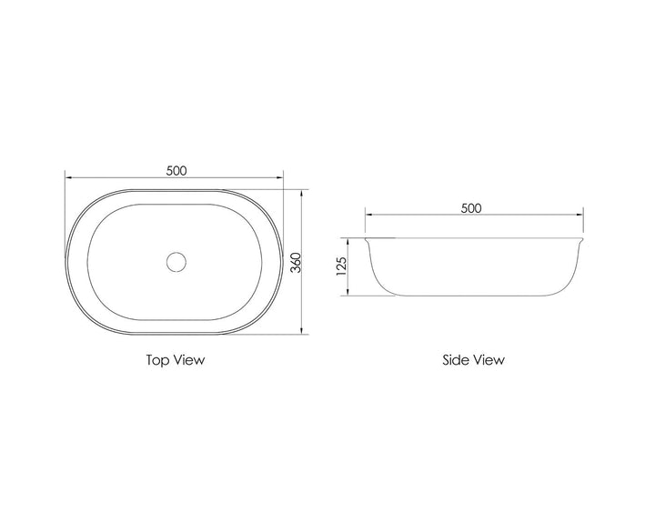 Bronte Oval 500x350x130 Matte White Basin