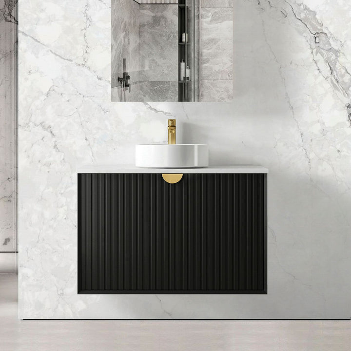 Marlo Fluted 900mm Matte Black Wall Hung Vanity