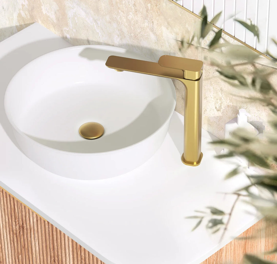 Oskar Tall Basin Mixer Brushed Gold | Stylish & Efficient